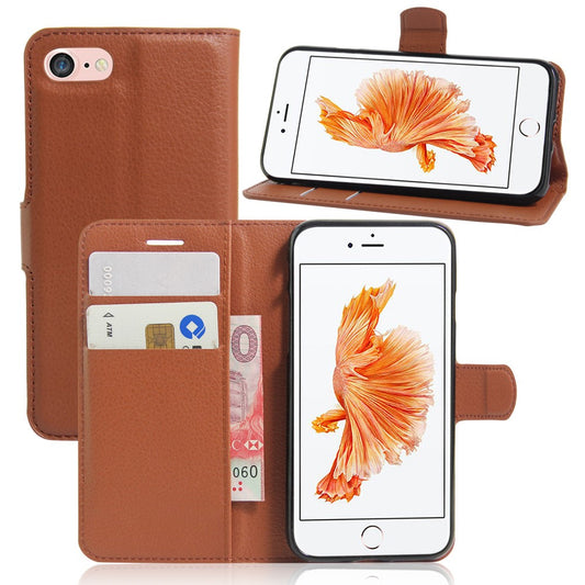 Litchi Grain Leather Wallet Case Flip Folio Stand Protective Cover for iPhone SE 2nd Gen (2020)/SE (2022)/8/7 4.7 inch