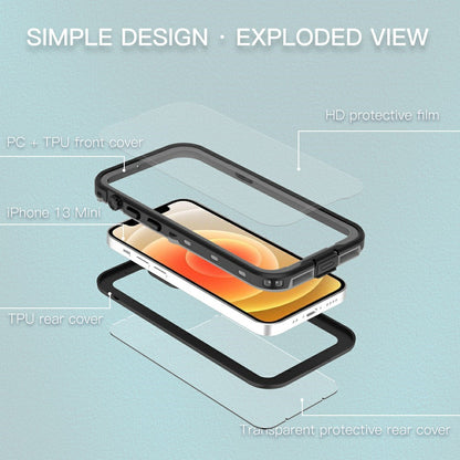 REDPEPPER Dot+ Series Transparent Back IP68 Waterproof IP6X Dustproof PC+TPU+PET Phone Case for iPhone 13 mini 5.4 inch