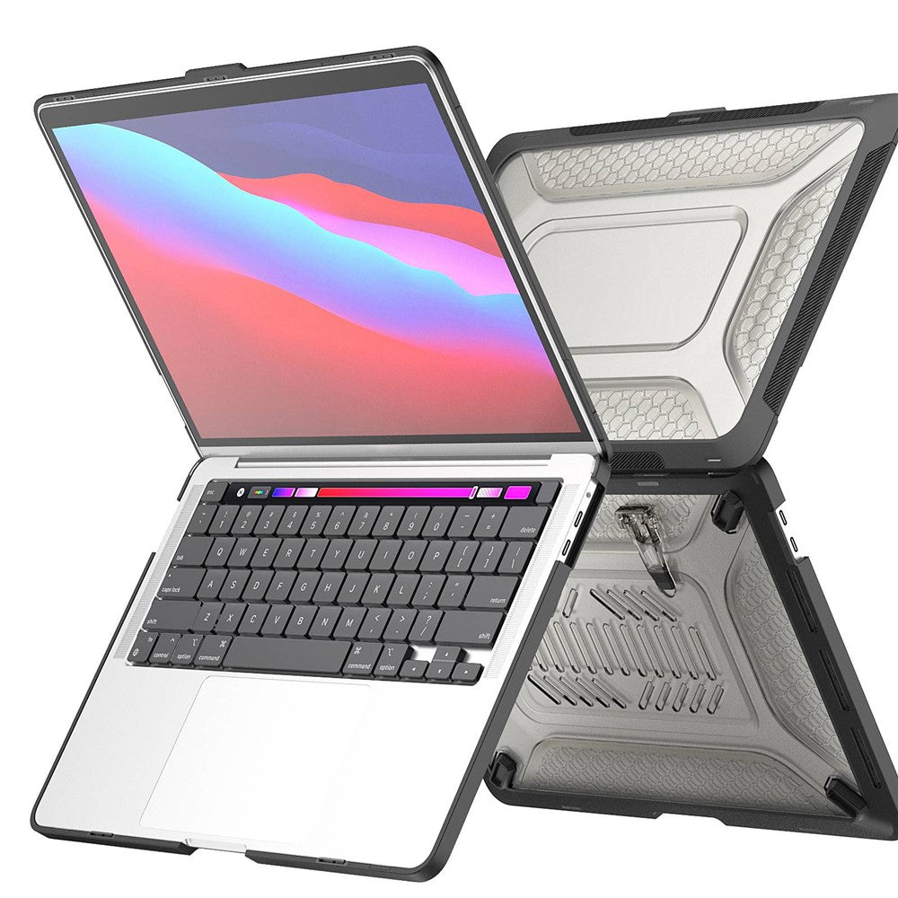 For MacBook Pro 13 inch (2020) PC + TPU Laptop Case Anti-scratch Full-Protection Notebook Cover with Supporting Feet