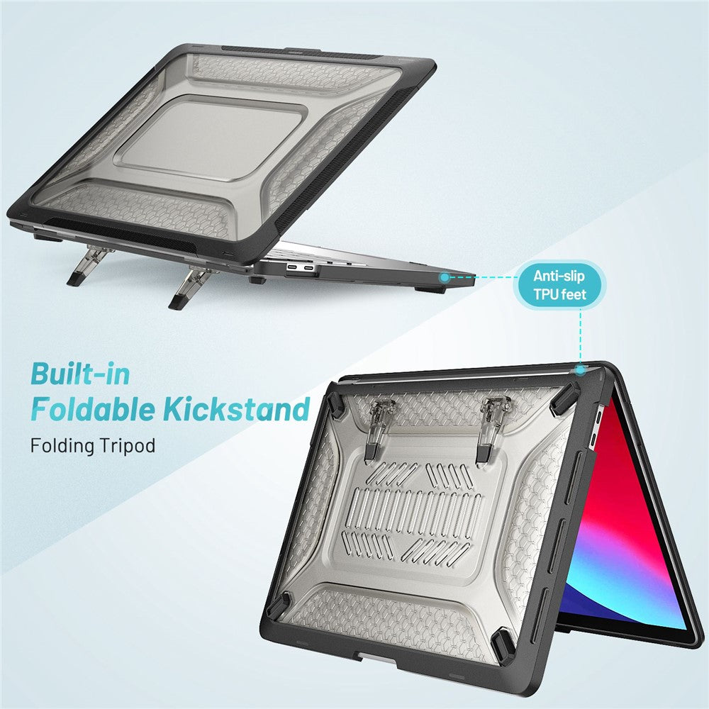 For MacBook Pro 13 inch (2020) PC + TPU Laptop Case Anti-scratch Full-Protection Notebook Cover with Supporting Feet