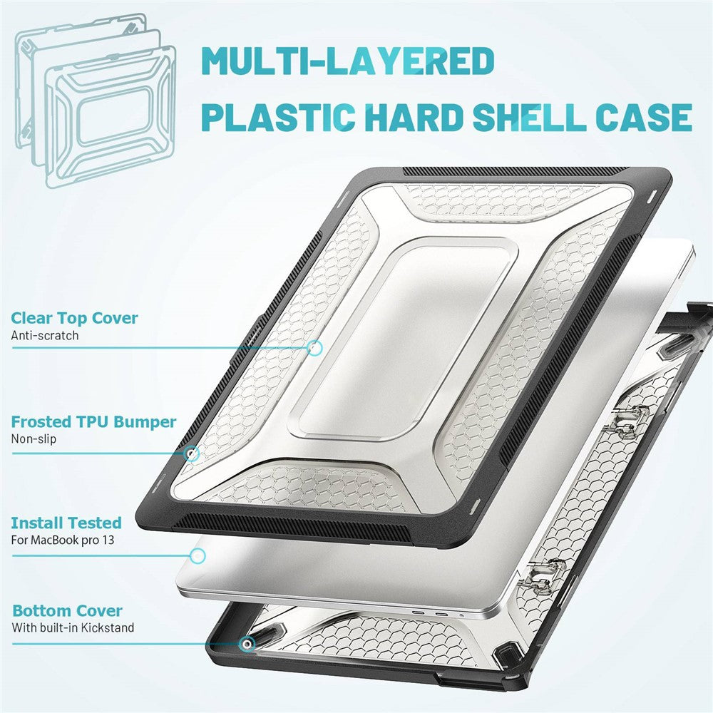 For MacBook Pro 13 inch (2020) PC + TPU Laptop Case Anti-scratch Full-Protection Notebook Cover with Supporting Feet