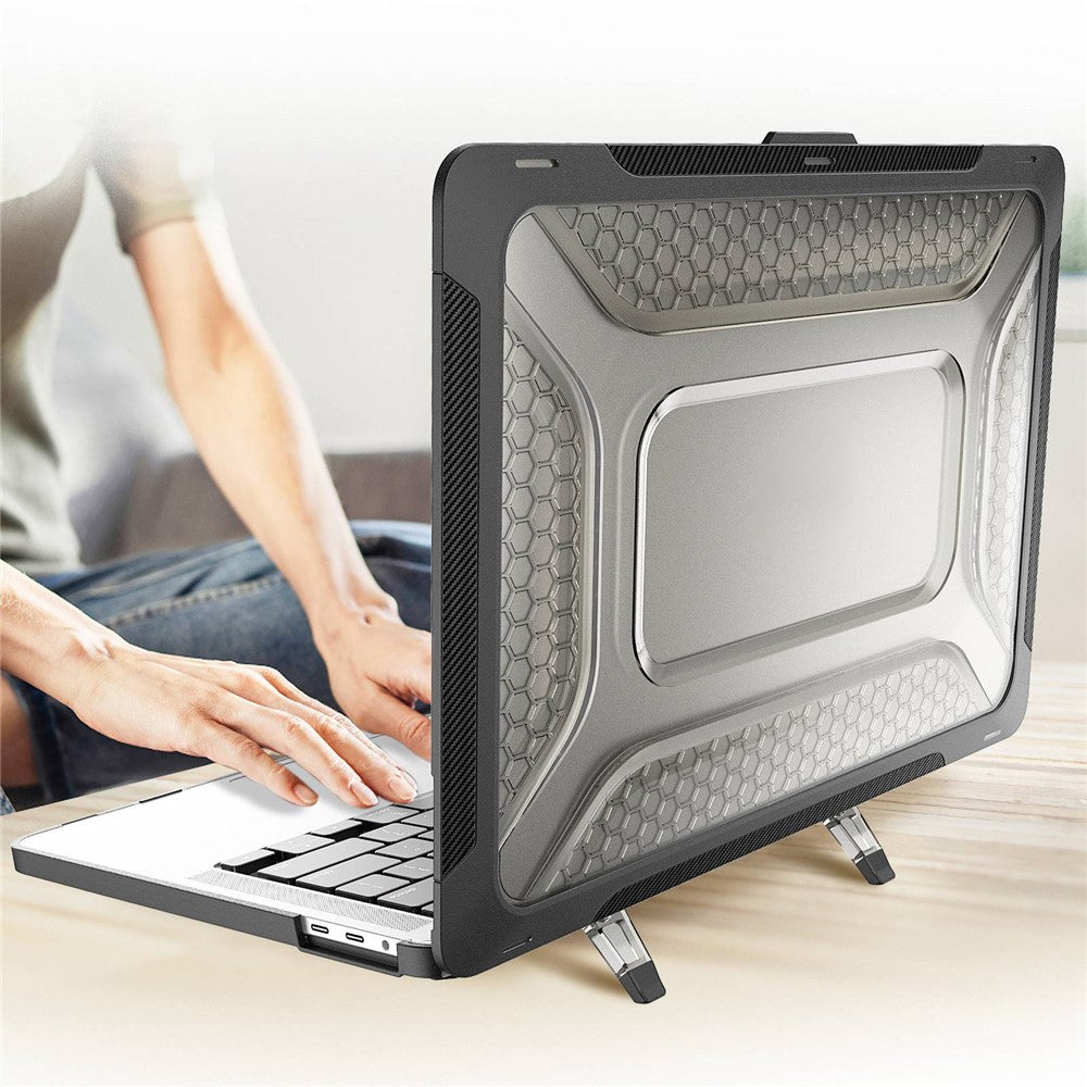 For MacBook Pro 13 inch (2020) PC + TPU Laptop Case Anti-scratch Full-Protection Notebook Cover with Supporting Feet