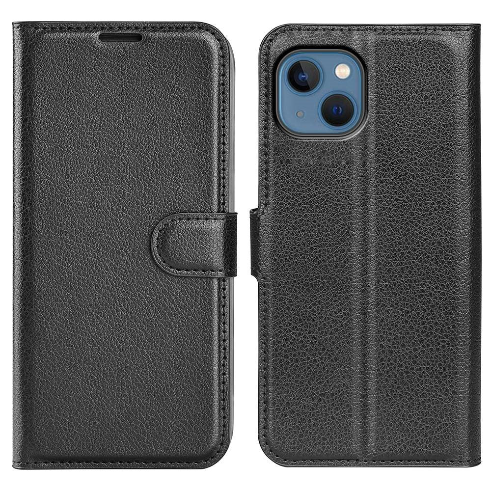 For iPhone 14 6.1 inch PU Leather Wallet Phone Case Litchi Texture Stand All-inclusive Protection Shell