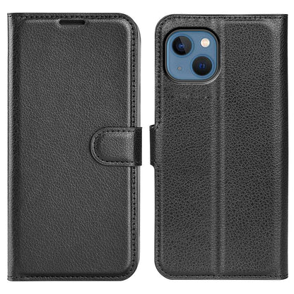 For iPhone 14 6.1 inch PU Leather Wallet Phone Case Litchi Texture Stand All-inclusive Protection Shell