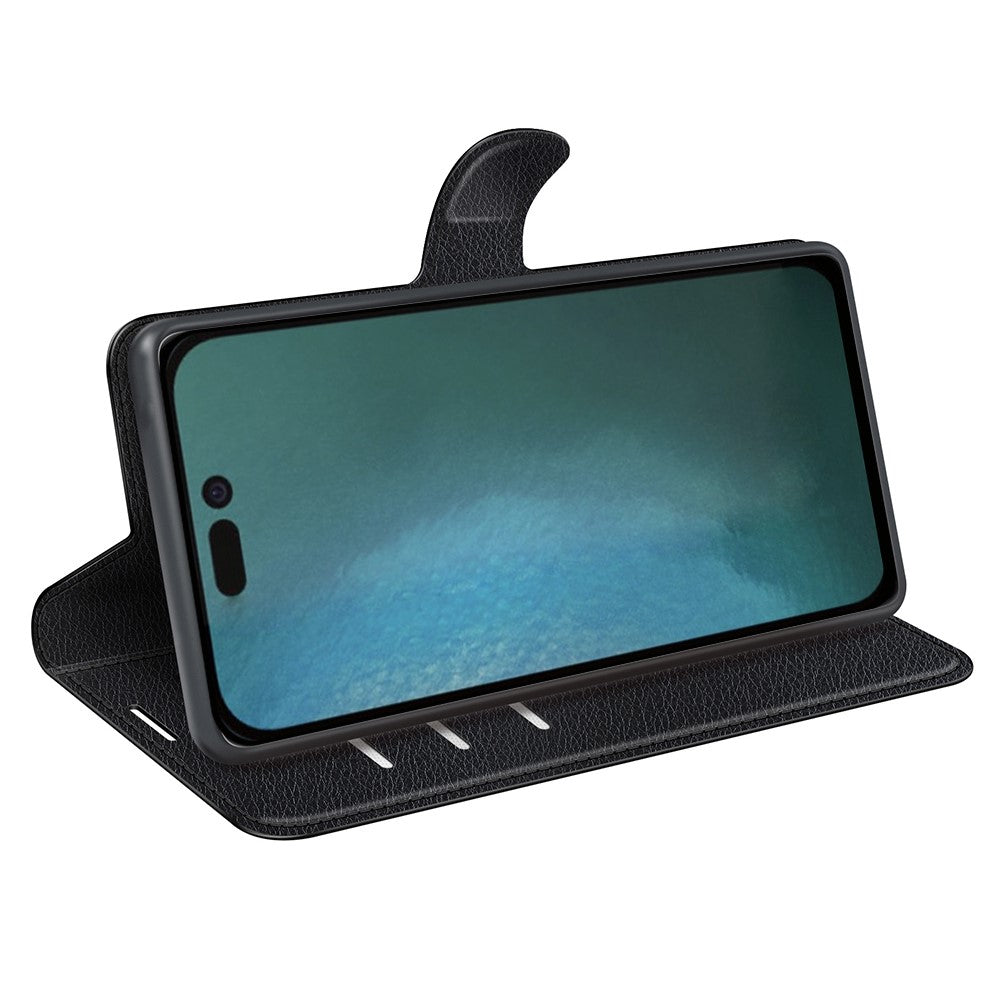 For iPhone 14 6.1 inch PU Leather Wallet Phone Case Litchi Texture Stand All-inclusive Protection Shell