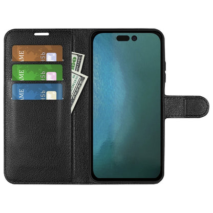For iPhone 14 6.1 inch PU Leather Wallet Phone Case Litchi Texture Stand All-inclusive Protection Shell