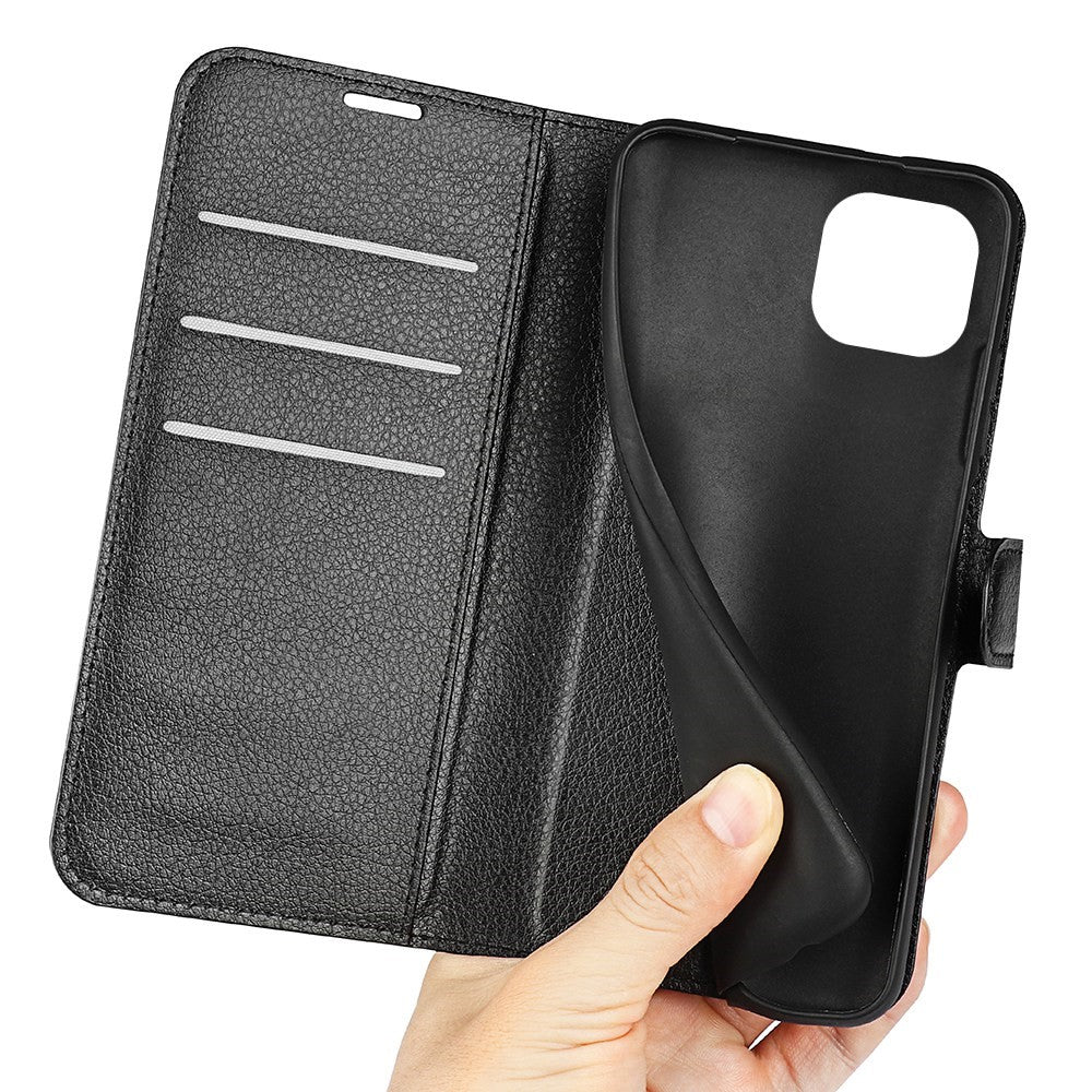 For iPhone 14 6.1 inch PU Leather Wallet Phone Case Litchi Texture Stand All-inclusive Protection Shell