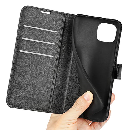 For iPhone 14 6.1 inch PU Leather Wallet Phone Case Litchi Texture Stand All-inclusive Protection Shell