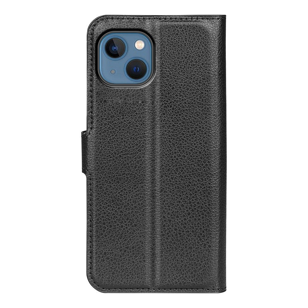 For iPhone 14 6.1 inch PU Leather Wallet Phone Case Litchi Texture Stand All-inclusive Protection Shell