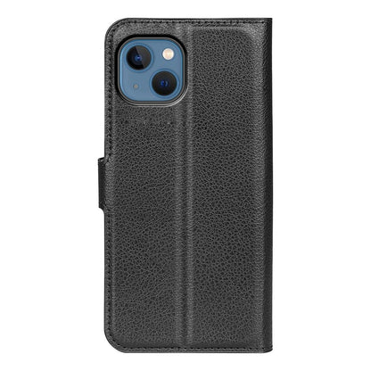 For iPhone 14 6.1 inch PU Leather Wallet Phone Case Litchi Texture Stand All-inclusive Protection Shell