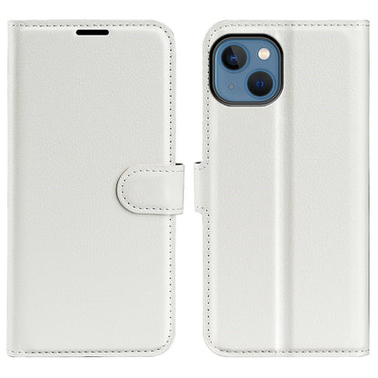 For iPhone 14 6.1 inch PU Leather Wallet Phone Case Litchi Texture Stand All-inclusive Protection Shell