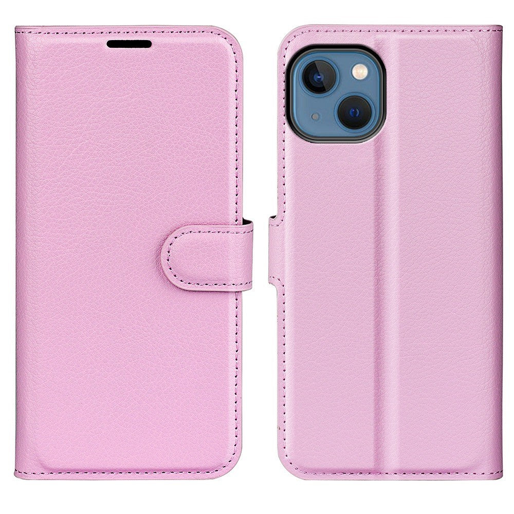 For iPhone 14 6.1 inch PU Leather Wallet Phone Case Litchi Texture Stand All-inclusive Protection Shell