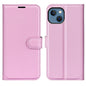 For iPhone 14 6.1 inch PU Leather Wallet Phone Case Litchi Texture Stand All-inclusive Protection Shell