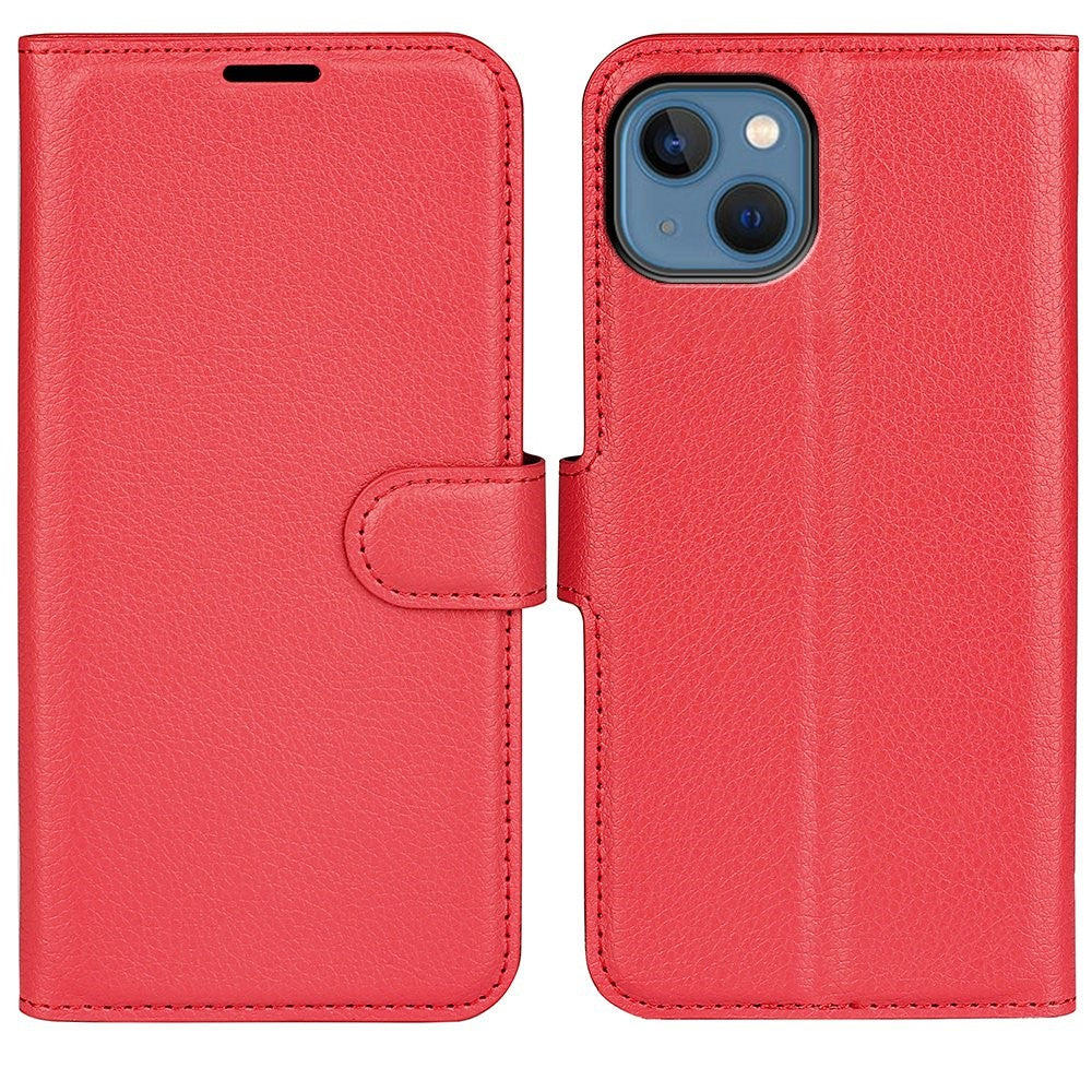 For iPhone 14 6.1 inch PU Leather Wallet Phone Case Litchi Texture Stand All-inclusive Protection Shell