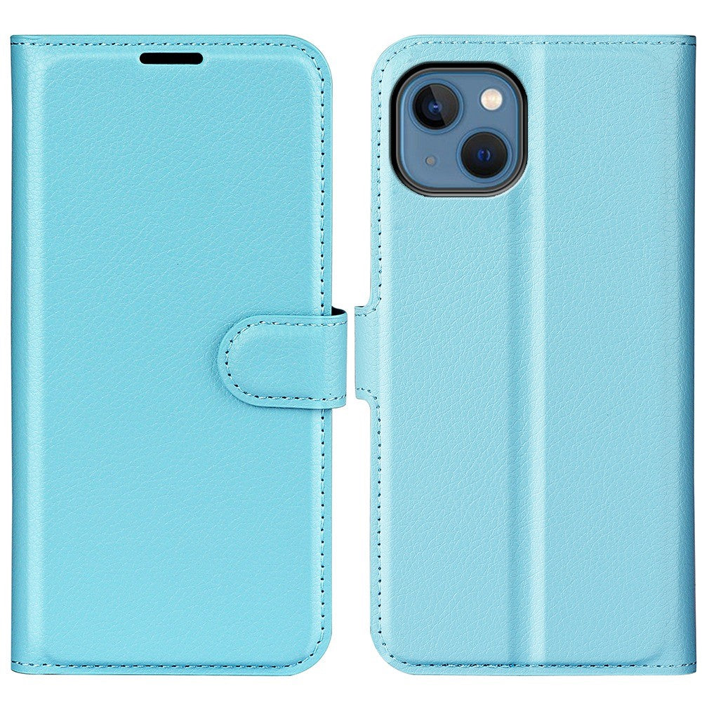 For iPhone 14 6.1 inch PU Leather Wallet Phone Case Litchi Texture Stand All-inclusive Protection Shell