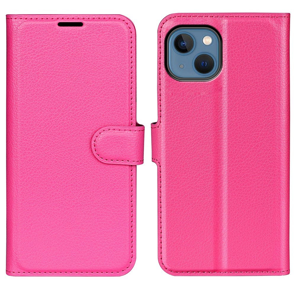 For iPhone 14 6.1 inch PU Leather Wallet Phone Case Litchi Texture Stand All-inclusive Protection Shell