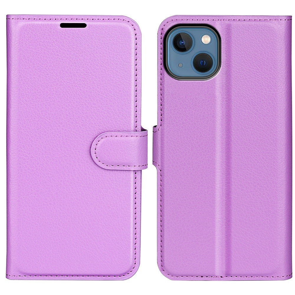 For iPhone 14 6.1 inch PU Leather Wallet Phone Case Litchi Texture Stand All-inclusive Protection Shell