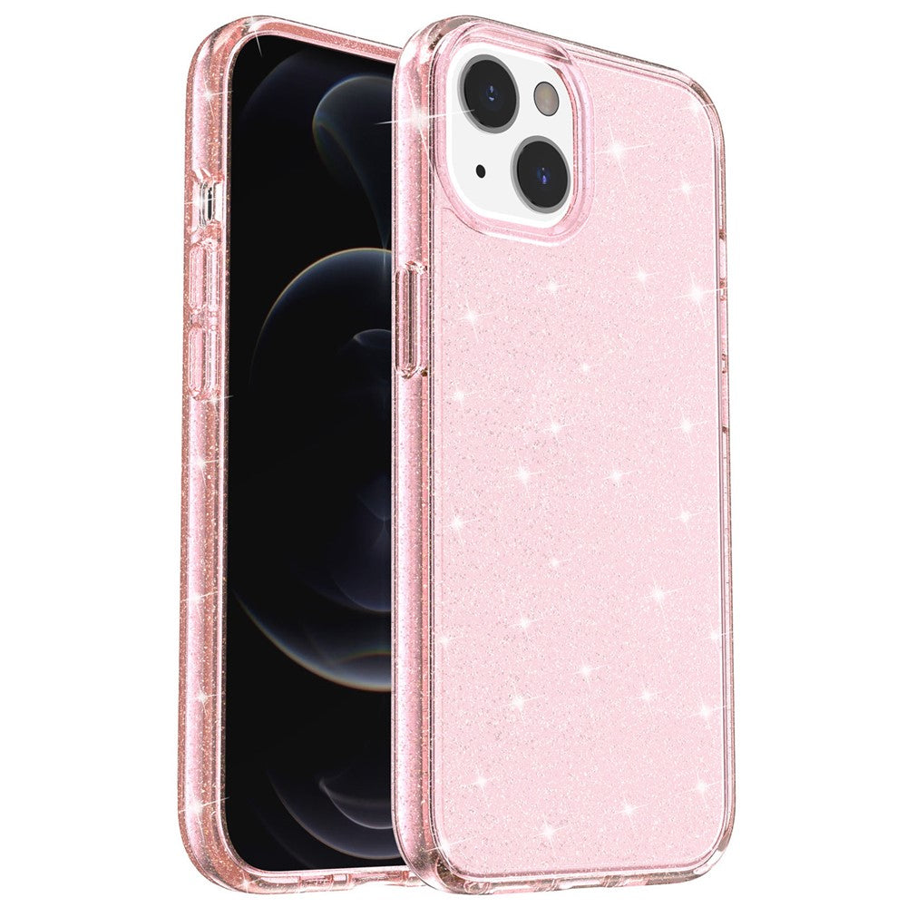 Shiny Glittery Powder Phone Case for iPhone 14 6.1 inch, Shockproof Soft TPU + Hard PC Protective Cover