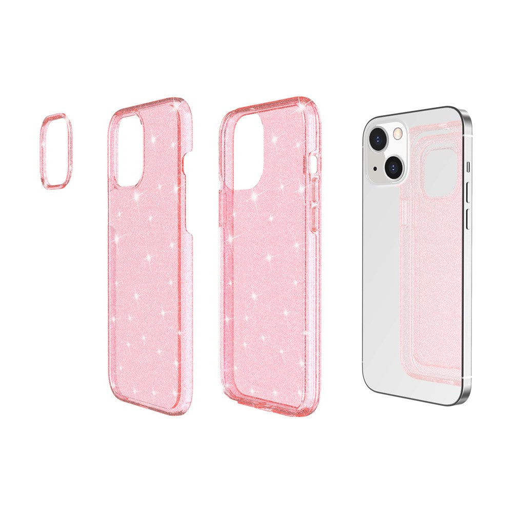 Shiny Glittery Powder Phone Case for iPhone 14 6.1 inch, Shockproof Soft TPU + Hard PC Protective Cover