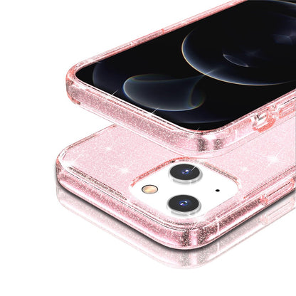 Shiny Glittery Powder Phone Case for iPhone 14 6.1 inch, Shockproof Soft TPU + Hard PC Protective Cover