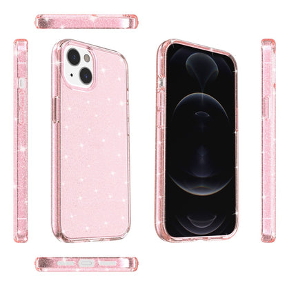 Shiny Glittery Powder Phone Case for iPhone 14 6.1 inch, Shockproof Soft TPU + Hard PC Protective Cover