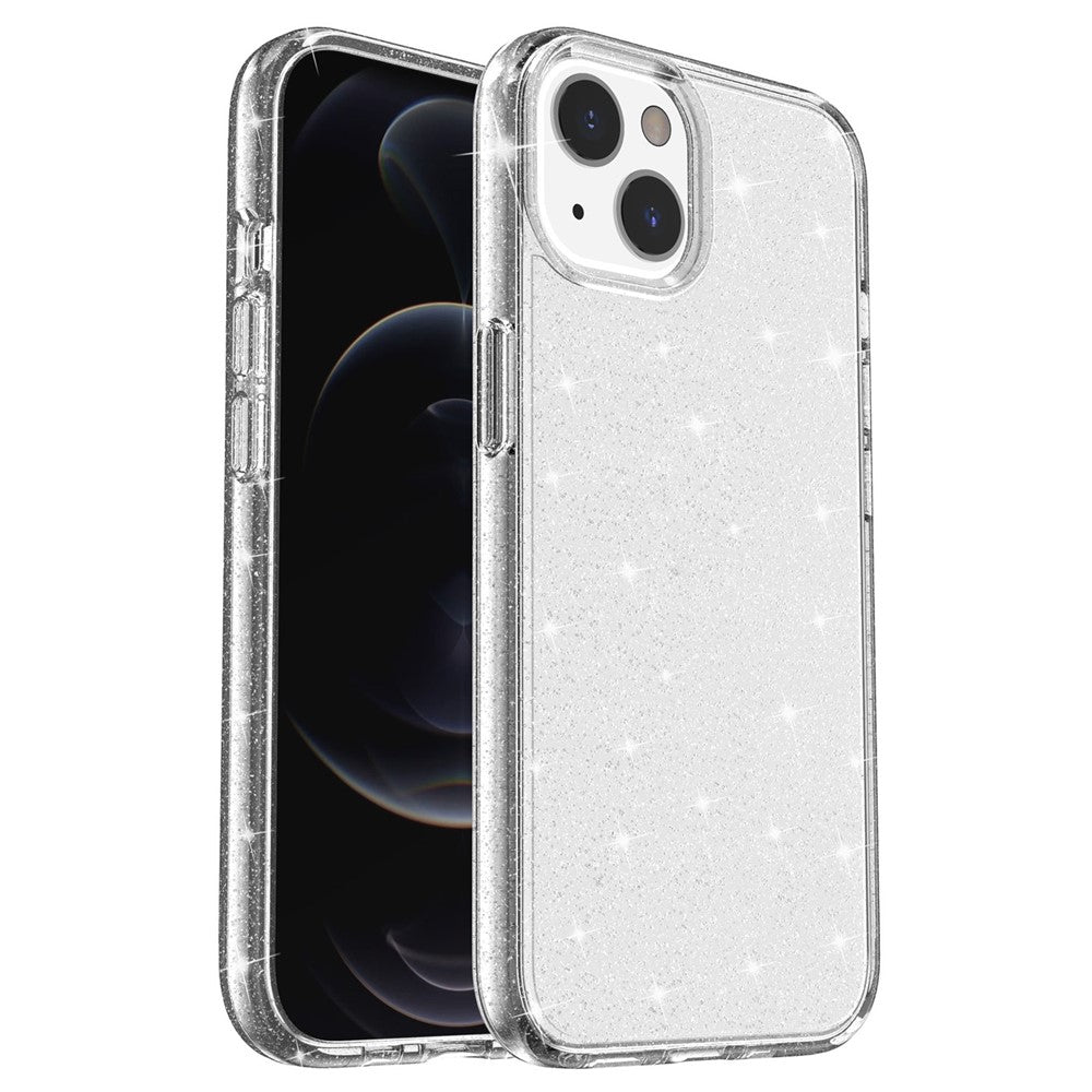 Shiny Glittery Powder Phone Case for iPhone 14 6.1 inch, Shockproof Soft TPU + Hard PC Protective Cover