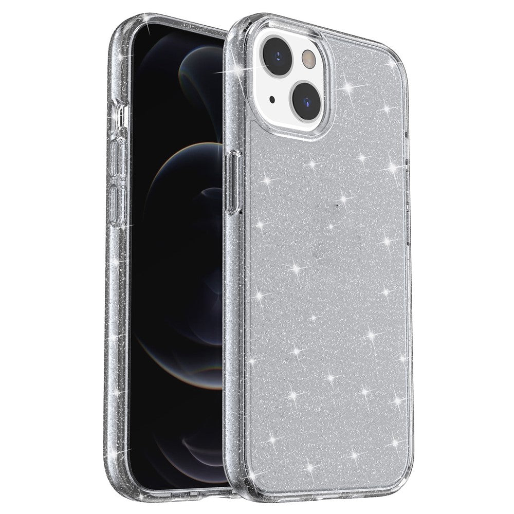 Shiny Glittery Powder Phone Case for iPhone 14 6.1 inch, Shockproof Soft TPU + Hard PC Protective Cover