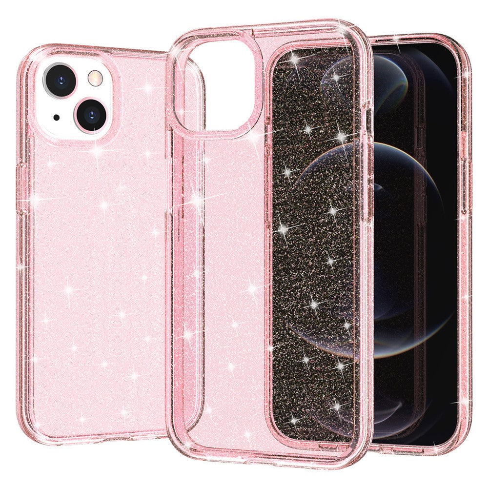 For iPhone 15 Bump Proof Protective Case Sparkly Glitter Hard PC + Soft TPU Phone Cover