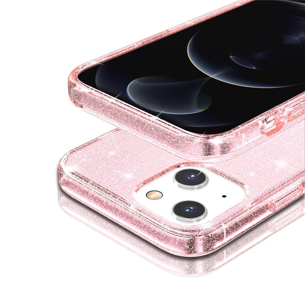 For iPhone 15 Bump Proof Protective Case Sparkly Glitter Hard PC + Soft TPU Phone Cover