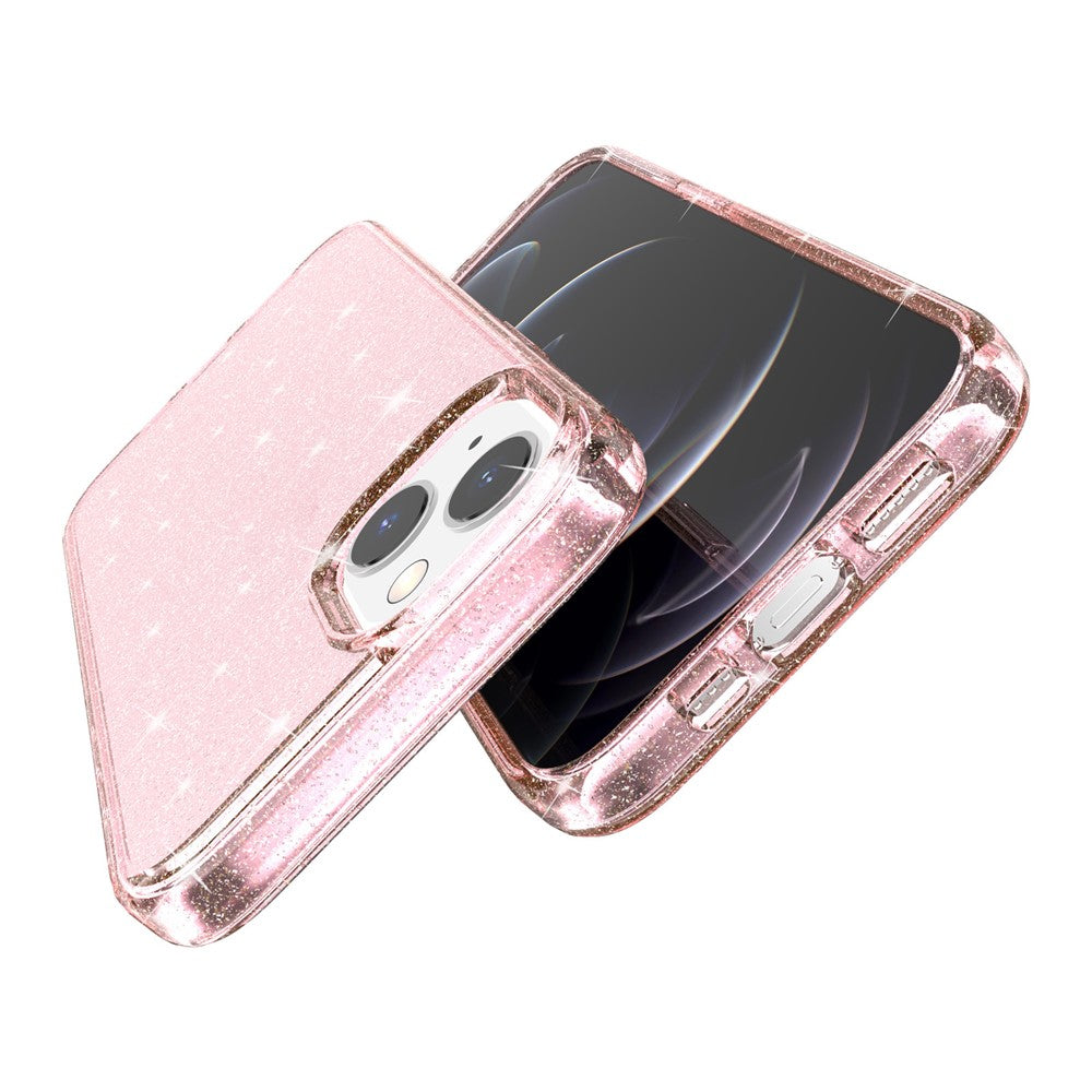 For iPhone 15 Bump Proof Protective Case Sparkly Glitter Hard PC + Soft TPU Phone Cover
