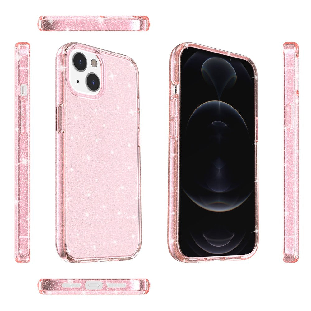 For iPhone 15 Bump Proof Protective Case Sparkly Glitter Hard PC + Soft TPU Phone Cover