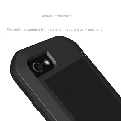LOVE MEI Shockproof Metal+Silicone Phone Case with Temepered Glass Film for iPhone SE (2020) / SE (2022) / 8 / 7 4.7 inch
