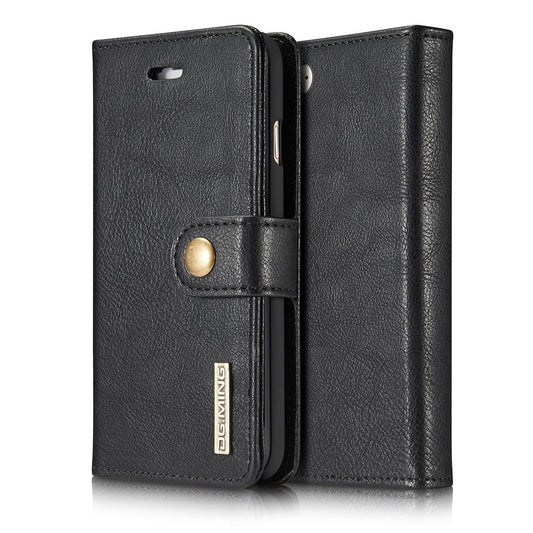DG.MING Split Leather Wallet Cover with Detachable PC Back Shell for iPhone SE (2020) / SE (2022) / 8 / 7