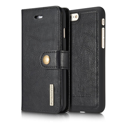 DG.MING Split Leather Wallet Cover with Detachable PC Back Shell for iPhone SE (2020) / SE (2022) / 8 / 7