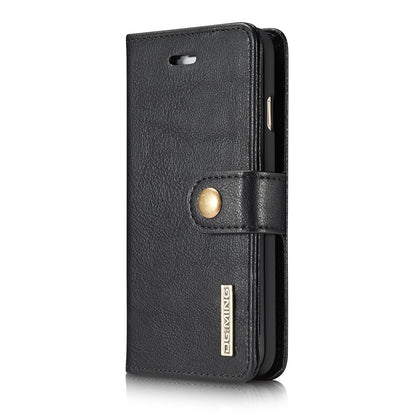 DG.MING Split Leather Wallet Cover with Detachable PC Back Shell for iPhone SE (2020) / SE (2022) / 8 / 7
