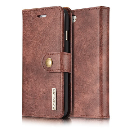 DG.MING Split Leather Wallet Cover with Detachable PC Back Shell for iPhone SE (2020) / SE (2022) / 8 / 7