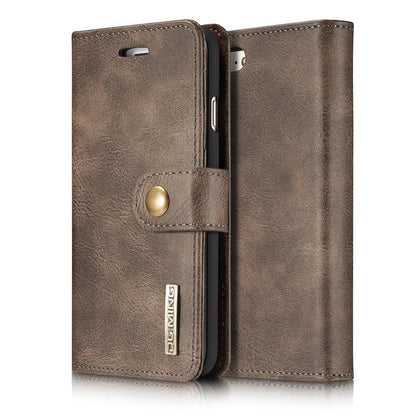 DG.MING Split Leather Wallet Cover with Detachable PC Back Shell for iPhone SE (2020) / SE (2022) / 8 / 7