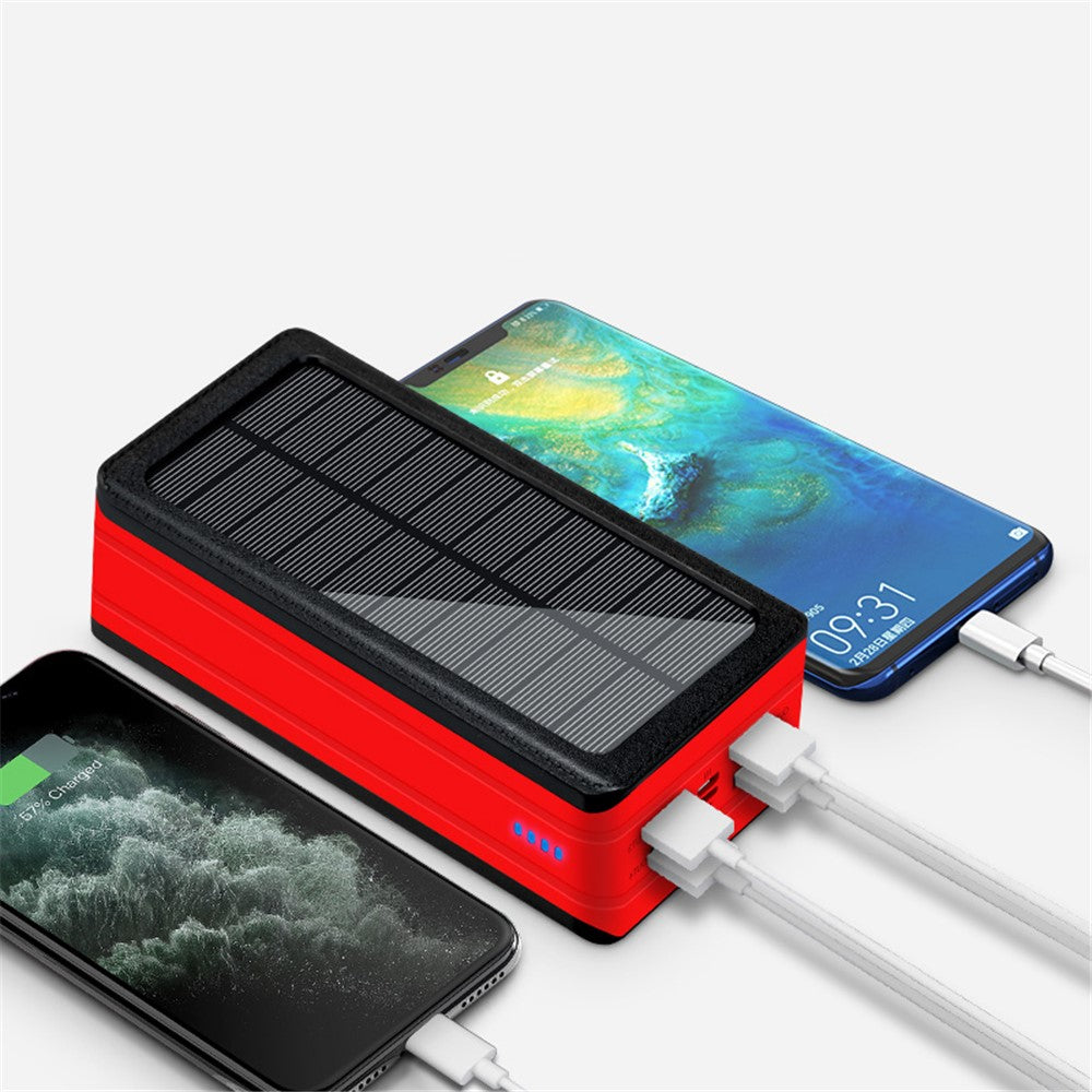 PSOOO PS-900 Solar Powerbank 50000 mAh – 4 USB-Ausgänge, 32 LED Campinglampe, Solar-Ladegerät