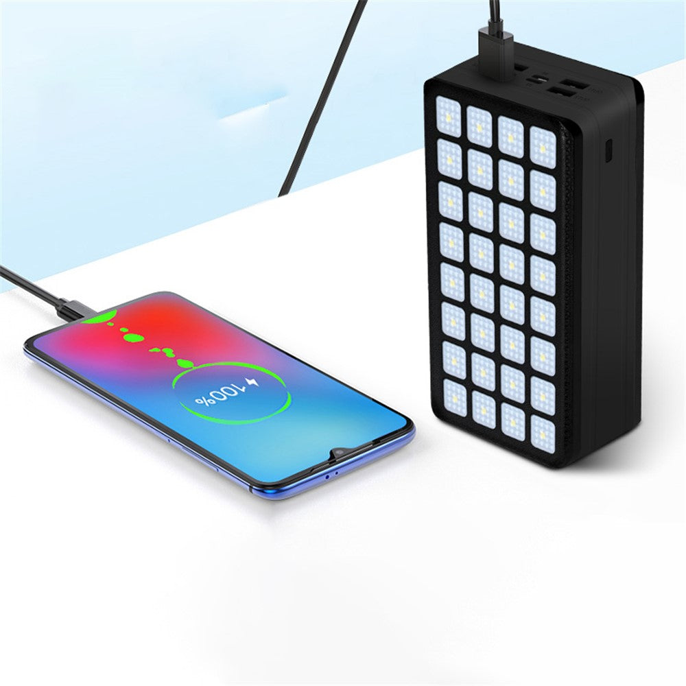 PSOOO PS-900 Solar Powerbank 50000 mAh – 4 USB-Ausgänge, 32 LED Campinglampe, Solar-Ladegerät