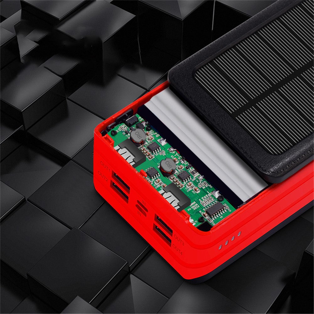 PSOOO PS-900 Solar Powerbank 50000 mAh – 4 USB-Ausgänge, 32 LED Campinglampe, Solar-Ladegerät