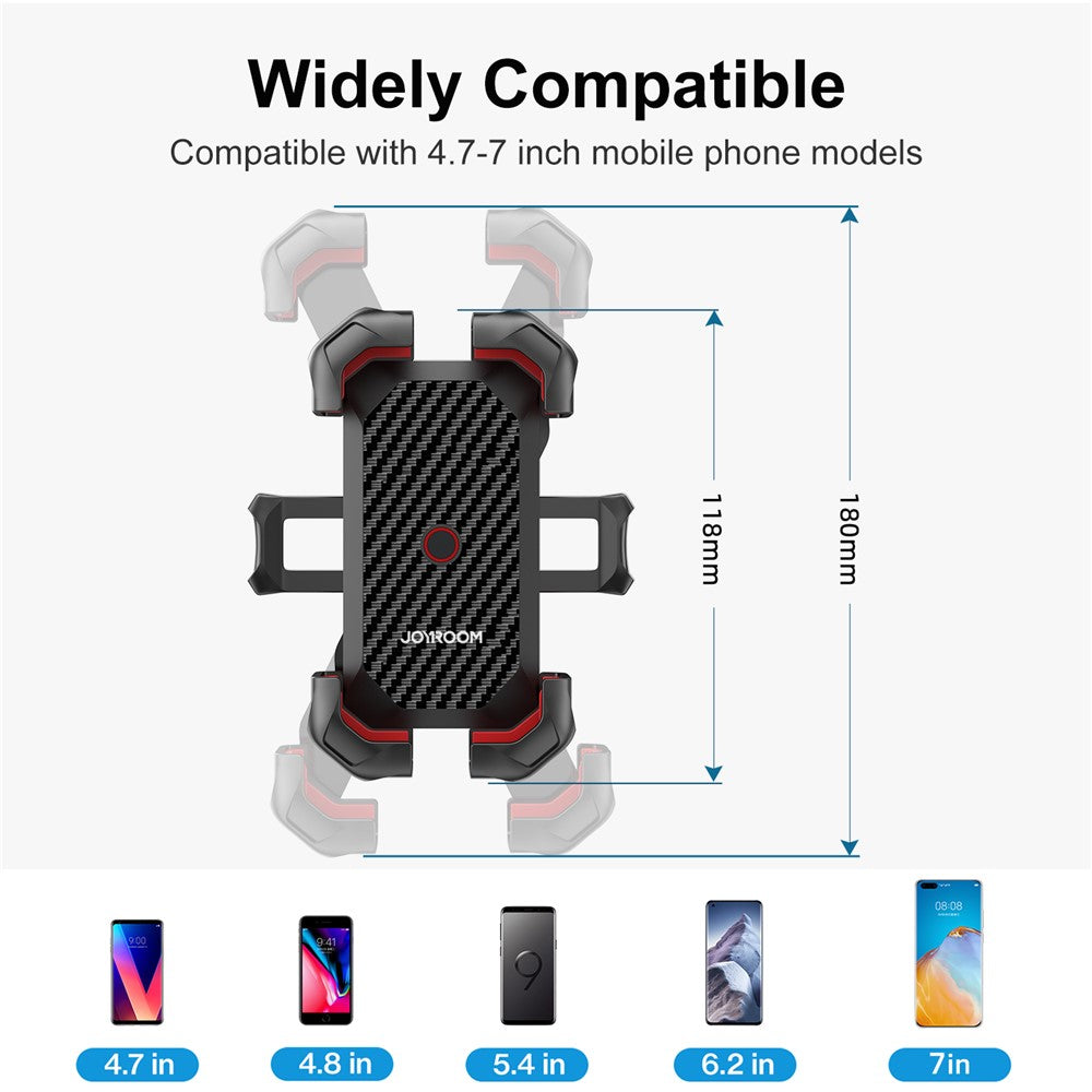 JOYROOM JR-ZS288 Bike Phone Mount Quick Release Bicycle Handlebar Phone Holder Bike Phone Bracket for 4.7-7 inch Cell Phones
