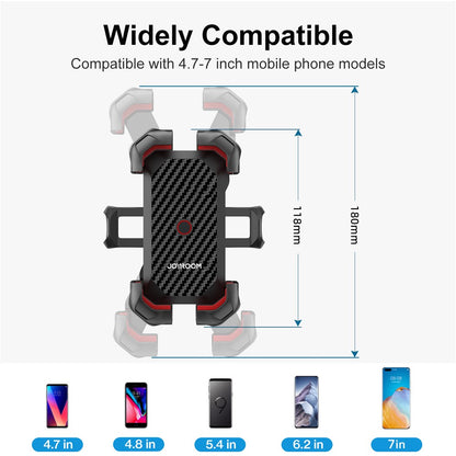 JOYROOM JR-ZS288 Bike Phone Mount Quick Release Bicycle Handlebar Phone Holder Bike Phone Bracket for 4.7-7 inch Cell Phones