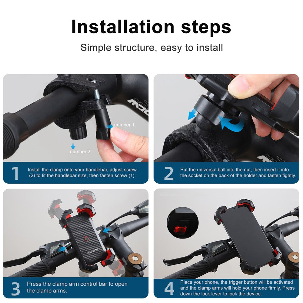 JOYROOM JR-ZS288 Bike Phone Mount Quick Release Bicycle Handlebar Phone Holder Bike Phone Bracket for 4.7-7 inch Cell Phones
