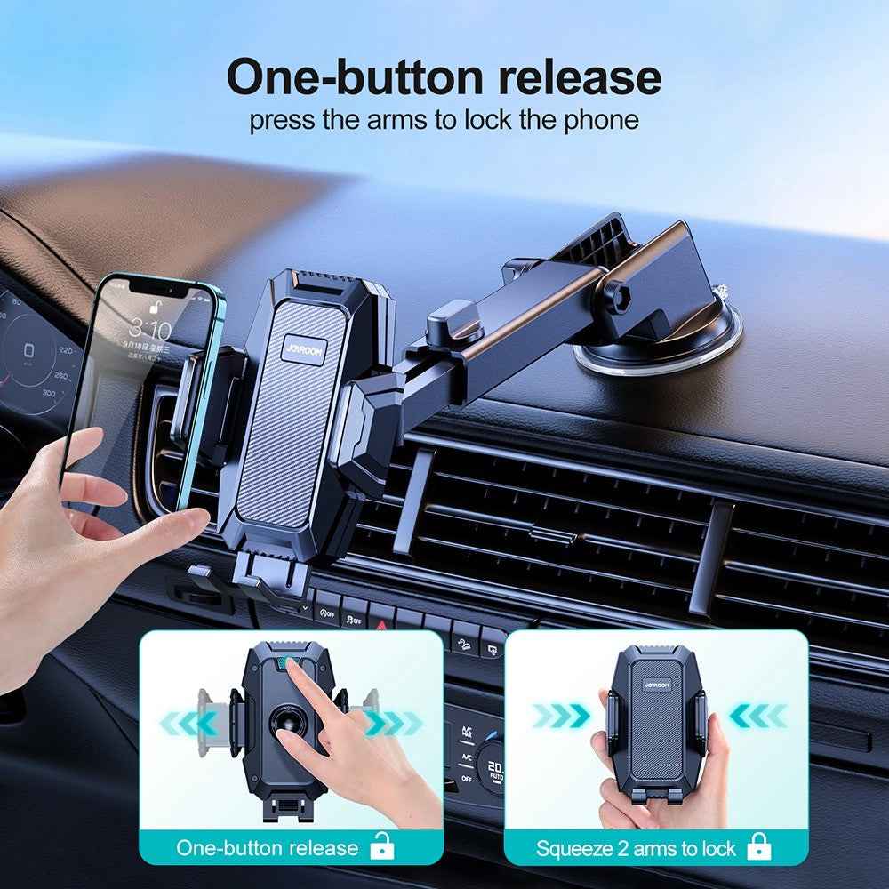 JOYROOM JR-ZS285 Angle-adjustable Car Phone Holder Strong Suction Mobile Phone Clamp Mount for Dashboard Windshield Air Vent Desktop