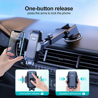 JOYROOM JR-ZS285 Angle-adjustable Car Phone Holder Strong Suction Mobile Phone Clamp Mount for Dashboard Windshield Air Vent Desktop