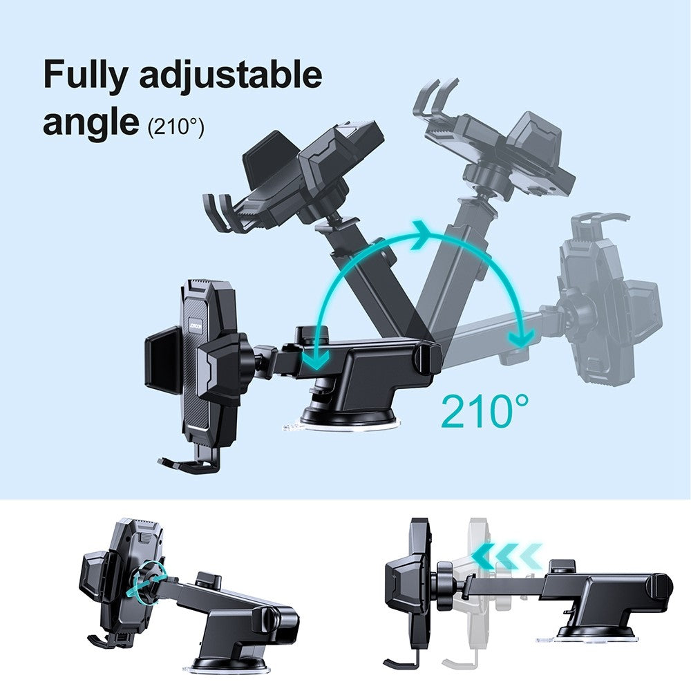 JOYROOM JR-ZS285 Angle-adjustable Car Phone Holder Strong Suction Mobile Phone Clamp Mount for Dashboard Windshield Air Vent Desktop
