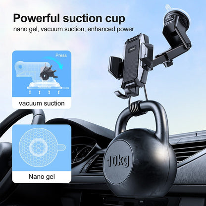 JOYROOM JR-ZS285 Angle-adjustable Car Phone Holder Strong Suction Mobile Phone Clamp Mount for Dashboard Windshield Air Vent Desktop