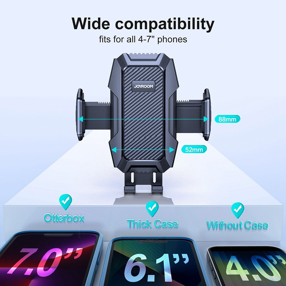 JOYROOM JR-ZS285 Angle-adjustable Car Phone Holder Strong Suction Mobile Phone Clamp Mount for Dashboard Windshield Air Vent Desktop