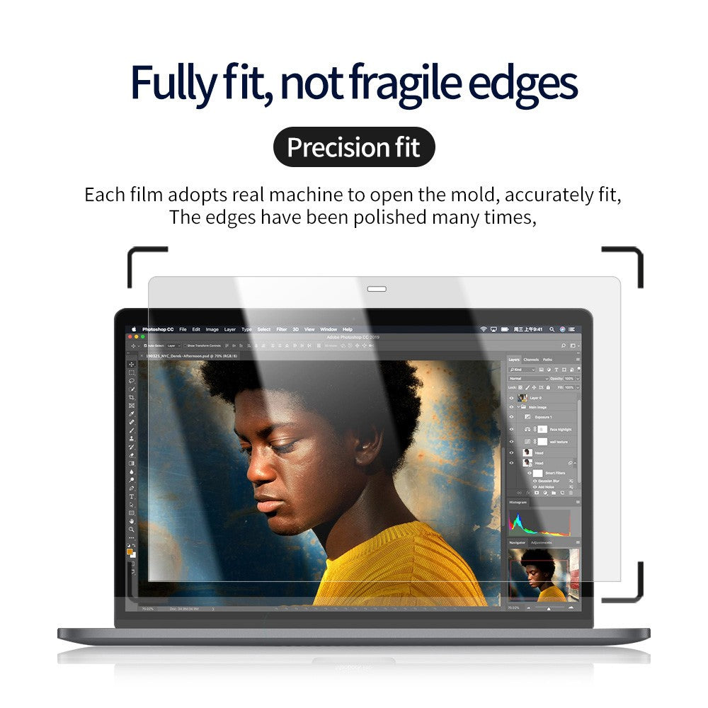 Anti-Blue-Light Tempered Glass Full Screen Film for MacBook Pro 13 inch (2022) / (2020) Anti-explosion Full Glue Screen Guard