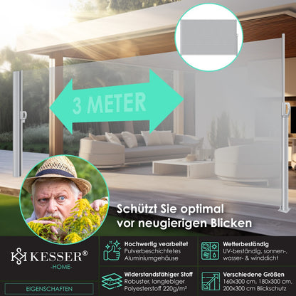 KESSER® Alu Seitenmarkise Ausziehbar Markise Wind Sonne Sicht Schutz Seitenrollo
